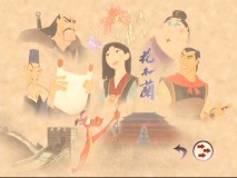 The menu for "DisneyPedia: Mulan's World." In this extra, Mushu talks about elements of Chinese culture seen in the film, with his trademark sense of humor.