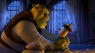 Shrek tries to settle down an out-of-control Pinocchio in "The Shreksorcist."