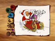 A Pooh, Piglet, and Tigger sleigh ride is one of three scenes you get to bring to life by "Coloring with Piglet."