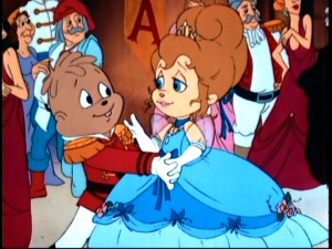 Salvaging an otherwise disappointing night, Prince Alvin enjoys a dance with the mystery girl (Cinderella, a.k.a. Brittany the Chipette).