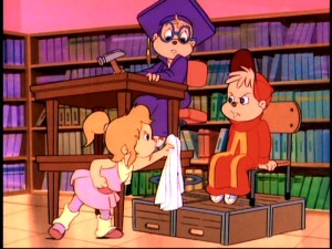 Brittany grills witness Alvin while the honorable Simon presides over the Chipmunks and Chipettes' little legal procedure.