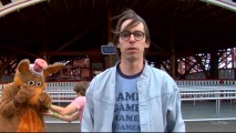 Pipe-smoking games operator Joel (Martin Starr of "Freaks and Geeks") explains how to resolve conflict peacefully in a clip seen briefly in "Just My Life: The Making of 'Adventureland'" and probably displayed in full on the Blu-ray.