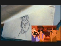 An animator checks his work.