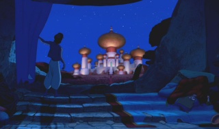 Aladdin's home has a great view of the Sultan's palace.