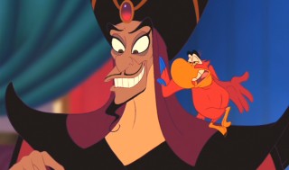 The loathsome Jafar and his obnoxious parrot Iago.