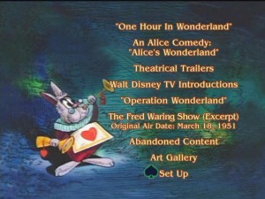 Disc Two's main menu shows concept art of the White Rabbit as seen in the opening credits.
