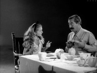 The newly-remastered "Operation Wonderland" presents us with some rare glimpses at the live-action reference film shot for the production, here showing Kathryn Beaumont and Jerry Colonna's mad tea party.
