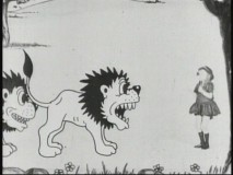 An Alice and Wonderland different from Lewis Carroll's are seen in the 1923 silent short film "Alice's Wonderland", which puts the young heroine in the path of hungry lions.