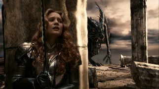 An armored Alice (Mia Wasikowska) must be brave and slay the dragon-like Jabberwocky as prophesized.