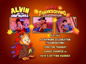 Alvin's Thanksgiving Celebration spares us additional pages by placing the episode line-up right there on the main menu.