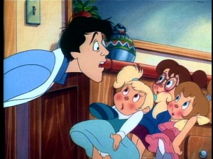 Dave Seville is not pleased to be greeted by the Chipettes, even if they come bearing scrambled eggs and the sports section.