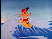 Alvin catches a wave while the Chipmunks cover the Beach Boys' hit "Surfin' Safari."