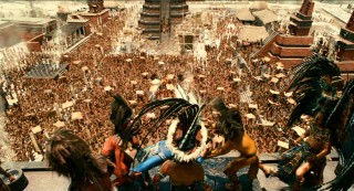 This is their view: massive crowds turn out among impressive architecture to watch prisoners sacrificed to the gods in the most ambitious sequence of Mel Gibson's "Apocalypto."