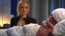 Roxy (Sally Pressman), the closest thing to family Betty (Patricia French) has, stays by her bedside.