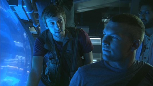 As Jake (Sam Worthington) is introduced to his avatar by Norm (Joel David Moore), the eerie similarities between the two are noted.