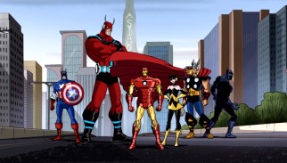 The closing shot of the opening title sequence changes depending on the current Avengers lineup as of that episode. By episode 12, Hulk has stepped out, Captain America has stepped in, and Black Panther is also in the mix.