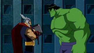 Mighty Thor and the Incredible Hulk, the two founding members taking residence at Avengers Mansion, do not get along in "Some Assembly Required."