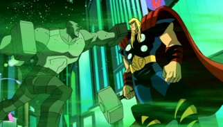 The mighty Thor is immune to both radiation and Absorbing Man's powerhouse fists.