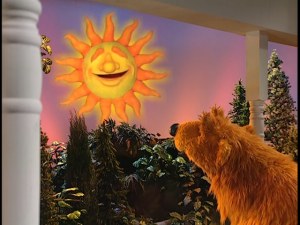 Bear gets a weather forecast from the sun himself.