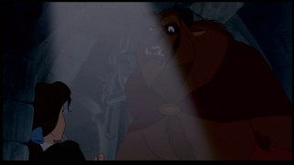 I think Beast was actually easier to see in the darkness back in the Platinum Edition days (that was SO eight years ago). Still from Beauty and the Beast: Platinum Edition DVD - click to view screencap in full size.
