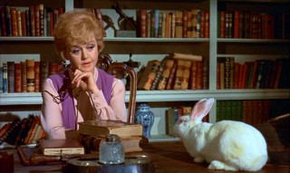 Eglantine (Angela Lansbury) tries to speak reason with Emelius, who she's turned into a rabbit.