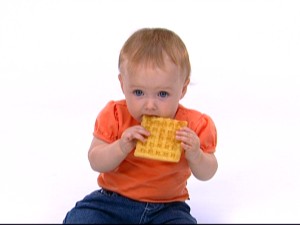 "Anyone for waffles?" or "Hey kid, don't eat the square!"