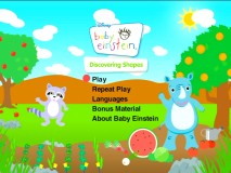 Rhino and his friend Raccoon enjoy a picnic of shapes on the Main Menu of this latest Baby Einstein DVD.