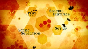 Busy bees and hexagonal honeycomb cells... good times on the Bee Movie Disc 1 main menu.