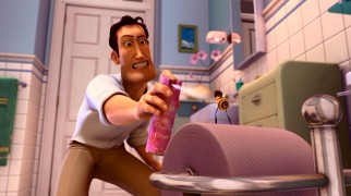 Like most Patrick Warburton work, his character is one of the best things about "Bee Movie." Here, the Puddy-esque boyfriend Ken tries to eliminate Barry with flowery fragrance spray.
