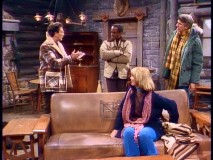 The gang gets snowed in at the Governor's ski lodge.