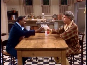Cheers! Benson and Gatling share poignant late night glasses of milk with some frequency.
