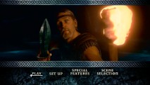 The eponymous hero wields both a torch and a shield in this iconic shot from the Beowulf DVD's Main Menu.