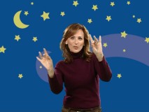 Follow Mickey, the bouncing ball! Whats that? Oh, sorry. Follow Marlee, the bouncy sign language interpreter!