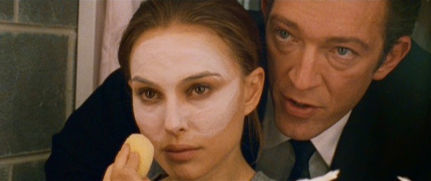 Thomas Leroy / The Gentleman (Vincent Cassel) gives some motivational words to Nina Sayers / The Swan Queen (Natalie Portman) moments before their opening night performance of "Swan Lake."
