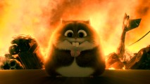The all-new bonus short "Super Rhino" envisions the hamster as a fearless hero.