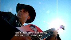 Narcocorrido band Los Cuates de Sinaloa sings "Negro y Azul (The Ballad of Heisenberg)" in a music video that's close to episode 207's opening.