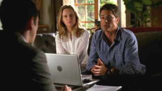 Kitty (Calista Flockhart) and Robert (Rob Lowe) meet with Kevin to discuss a job opportunity.
