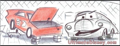 A still from the deleted scene "Community Service", contained on the DVD for Disney/Pixar's "Cars."