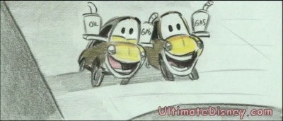 A still from the deleted scene "Top Down Truck Stop", contained on the DVD for Disney/Pixar's "Cars."