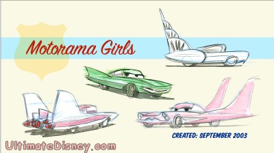 The title screen for the deleted scene "Motorama Girls", as seen on the "Cars " DVD.
