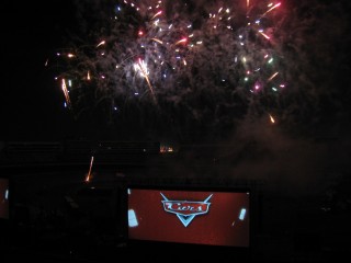 Fireworks light up the sky after "Cars" concluded.