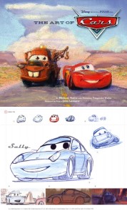 The cover and a sample page from Chronicle Books' "The Art of Cars"