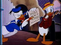 Donald informs his identical stand-in of the boundaries crossed in "Donald's Double Trouble."