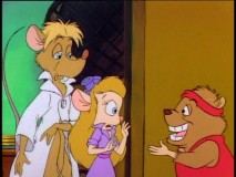 Gadget with lab rat Sparky and lab guinea pig Buzz in "Does Pavlov Ring a Bell?"