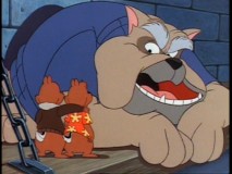 Chip and Dale take advice from Plato the police dog.