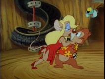 Gadget demonstrates the luxury of the double-O life to Dale.