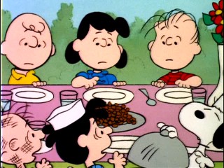 The catering services of Joe Cool at the van Pelts' going away party leave something to be desired by all those not fond of kibble.