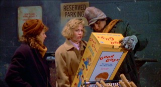 If you'd like, "Child's Play" can be viewed as a cautionary tale against buying toys from back alleys. That's exactly what poor single mother Karen Barclay (Catherine Hicks) and best friend Maggie (Dinah Manoff) do, from a creepy peddler (Juan Ramirez).