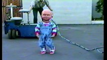 Chucky: The bald and drunk years? This test footage appears in "Chucky Building a Nightmare."