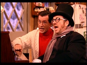 Stephen Colbert and Elvis Costello close the program with a duet of a sweet song titled "There Are Much Worse Things to Believe In."